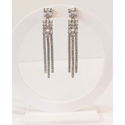 Ασημένια σκουλαρίκια κρεμαστά με ζιργκον (SE112)